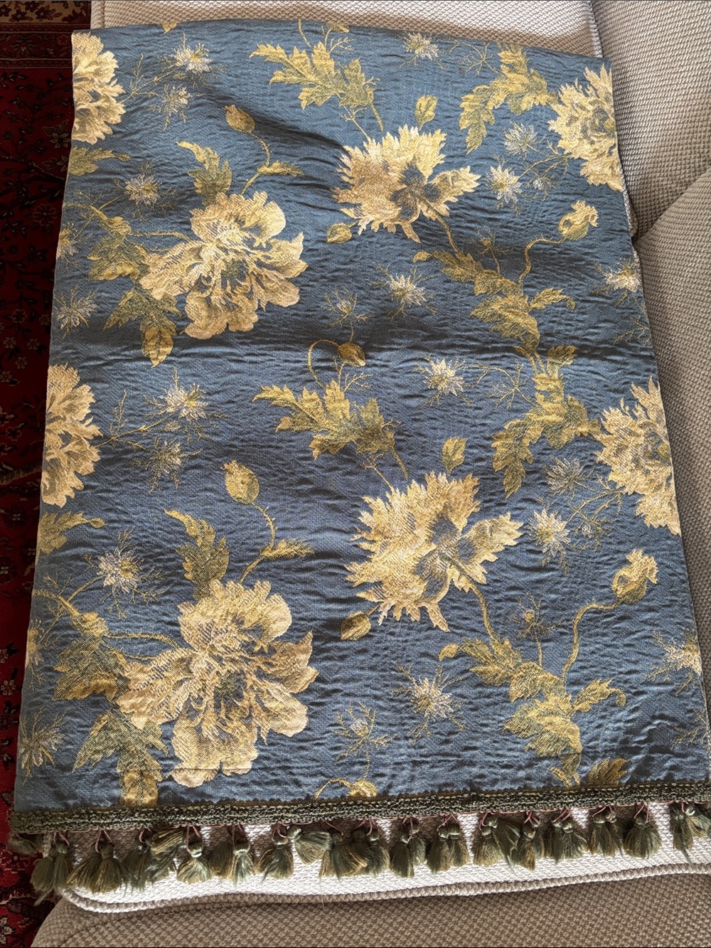 Standard Floral Pillow Sham Easy Slip In w/gorgeous Tassel Trim